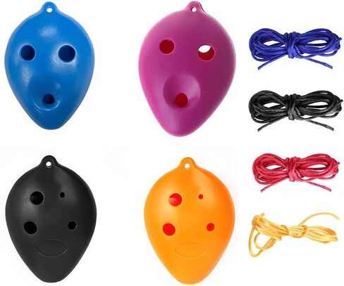 4pcs Plastic Ocarina Instrument 6 Holes Soprano C Key Ocarina, Easy Music Instrument for Beginners Player, Color : Black Orang Blue Purple in Saudi Arabia