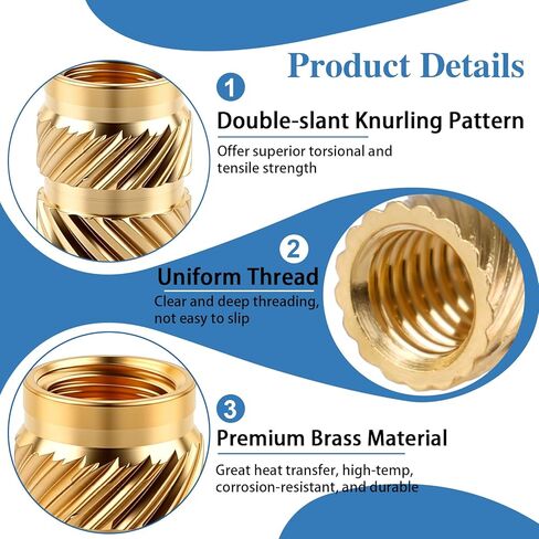 420 Pcs Threaded Inserts, M2 M2.5 M3 M4 M5 M6 Brass Heat Set Inserts for Plastic, Metric Knurled Nuts Insert Assortment Kit for 3D Printing Components in Saudi Arabia