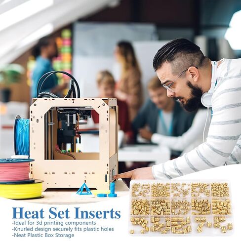 420 Pcs Threaded Inserts, M2 M2.5 M3 M4 M5 M6 Brass Heat Set Inserts for Plastic, Metric Knurled Nuts Insert Assortment Kit for 3D Printing Components in Saudi Arabia