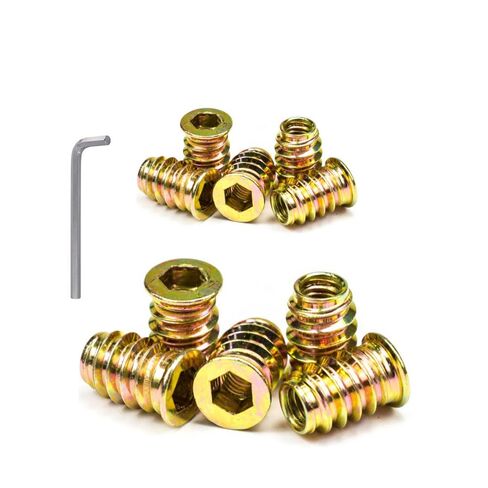 40 Pcs 1/4 "- 20 Hex Drive Threaded Inserts for Wood Metal Screws Assortment with Hex Wrench Hex Socket Drive Nut Inserts, Bolt Fastener Connector Wood Embellishments for Furniture in Kuwait