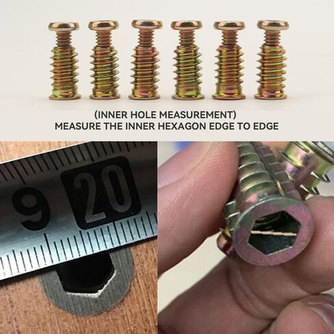 40 Pcs 1/4 "- 20 Hex Drive Threaded Inserts for Wood Metal Screws Assortment with Hex Wrench Hex Socket Drive Nut Inserts, Bolt Fastener Connector Wood Embellishments for Furniture in Kuwait