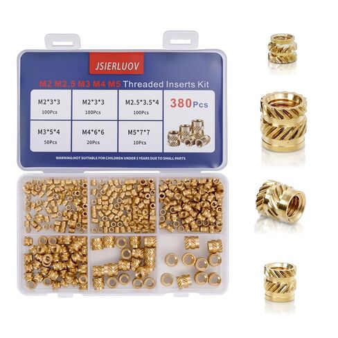 380Pcs JSIERLUOV Threaded Inserts Assortment Kit M2 M2.5 M3 M4 M5 for 3D Printing Components Plastic molding, Metric Brass Knurled Nuts Insert by Heat into Plastic Parts in Saudi Arabia