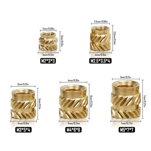 380Pcs JSIERLUOV Threaded Inserts Assortment Kit M2 M2.5 M3 M4 M5 for 3D Printing Components Plastic molding, Metric Brass Knurled Nuts Insert by Heat into Plastic Parts in Saudi Arabia