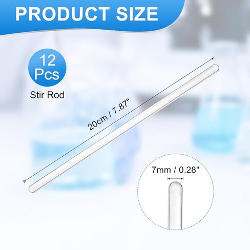 PATIKIL Borosilicate Glass Stick, 7.87inch 7mm Diameter Glass Stirring Rod Coffee Cocktail Stirrers Stir Spoons Stirring Sticks for Mixing Lab Kitchen Bar, 12Pcs in Saudi Arabia