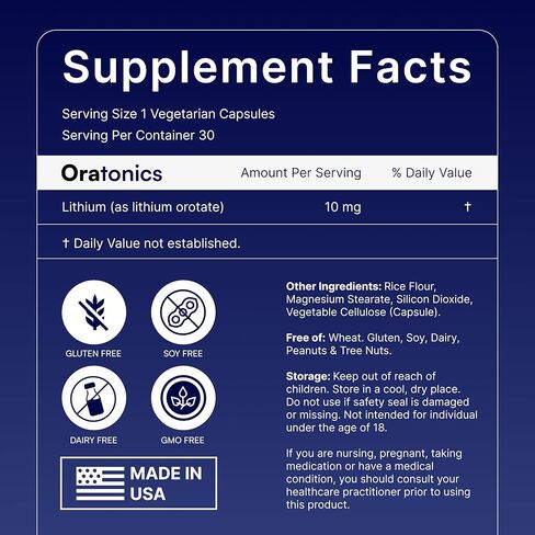 Lithium Orotate 10mg – Trace Mineral Lithium Supplement for Daily Balance & Cognitive Clarity – Low-Dose, Highly Absorbable Formula – Vegan, Non-GMO Capsules – 30 Count in Saudi Arabia