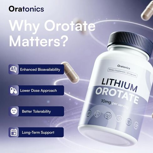 Lithium Orotate 10mg – Trace Mineral Lithium Supplement for Daily Balance & Cognitive Clarity – Low-Dose, Highly Absorbable Formula – Vegan, Non-GMO Capsules – 30 Count in Saudi Arabia