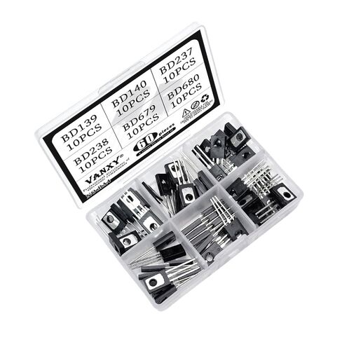 BD139 BD140 BD237 BD238 BD679 BD680 TO-126 Transistor Kits 6Values*10pcs=60pcs Power Transistors for Circuit Design, Repair, Learning & Experiments in Kuwait