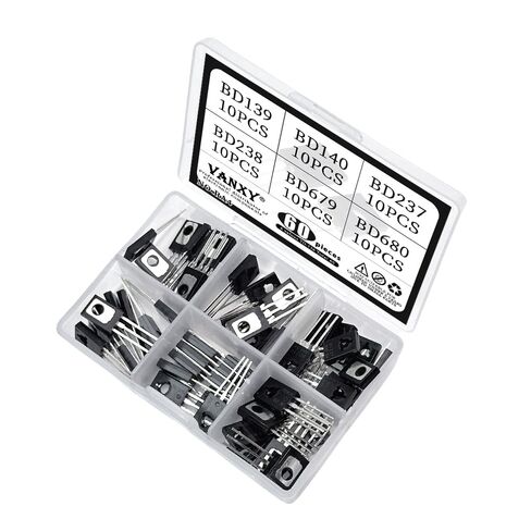 BD139 BD140 BD237 BD238 BD679 BD680 TO-126 Transistor Kits 6Values*10pcs=60pcs Power Transistors for Circuit Design, Repair, Learning & Experiments in Kuwait