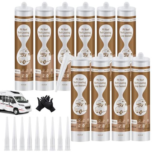 Self-Leveling RV Roof Sealant 10-Packs, Camper Roof Sealants - Flexible, Waterproof & UV-Resistant, Self-Leveling Caulking Agent Solves Problems Such as RV Leakage in Kuwait