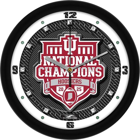 SunTime Indiana Hoosiers 2025 National Champions Wall Clock, Printed Carbon Fiber Team Art, Silent Non-Ticking Quartz Movement, 11.5" in Saudi Arabia