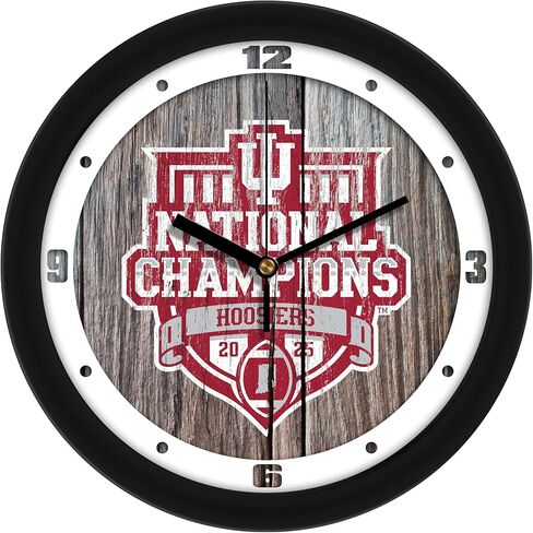 ساعة حائط SunTime Indiana Hoosiers 2025 للأبطال الوطنيين، فن فريق خشبي مقاوم للطقس، حركة كوارتز صامتة غير موقوتة، 11.5 بوصة in Saudi Arabia