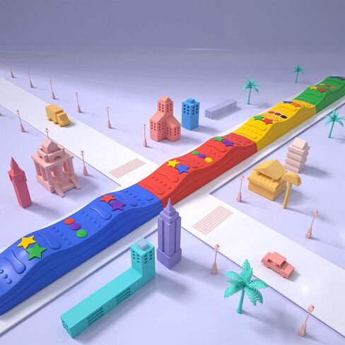 Mocuteen Kids Balance Beam Beam Toddler Stepping Stones Max Load 220 رطلًا غير مزدوج السطح والمطاط السفلية تعزيز تنسيق الرشاقة الخمسة النجوم in Kuwait