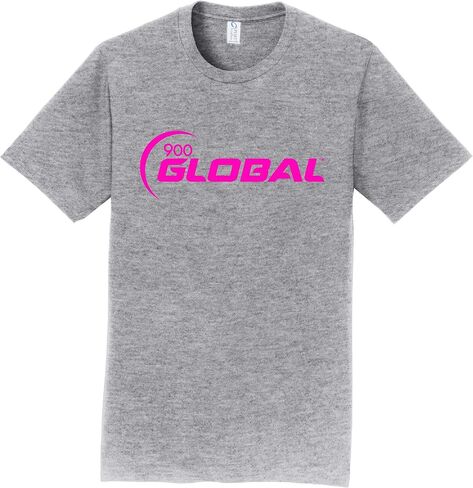 Logo Infusion Athletic Heather T-Shirt 100% Cotton - 900 Global Bowling - Pink Logo - Design 000K in Saudi Arabia