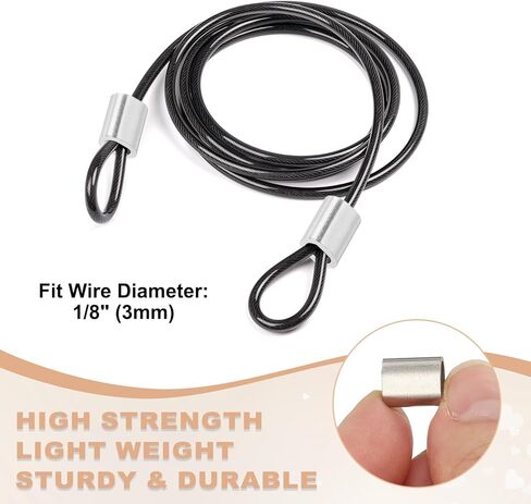 uxcell 1/8"(3mm) Wire Rope Stop Sleeve, 304 Stainless Steel Cable Wire Rope Crimping Loops Sleeve Ferrules for Cable Ferrule, Silver 20Pcs in Saudi Arabia