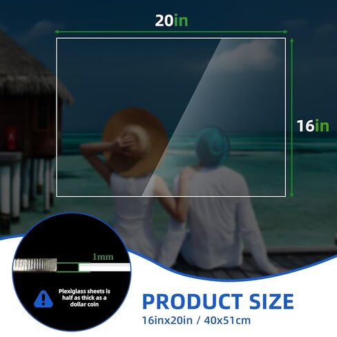 (2 Pack) 16" x 20" Plexiglass Sheets 1mm Thick, Clear Acrylic Sheets Panel Cut to Size Plexiglass Acrylic Board, Cut with Engraver, Power Saw or Hand Tools, No Laser Cut. in Saudi Arabia