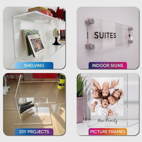 Custom Cut to Size Clear Plexiglass Sheets - Cast Acrylic, 1/8", 1/4", 1/2" Thick | Shatterproof, UV-Resistant Panels for Replacement Glass, Displays & DIY | USA Made in Saudi Arabia