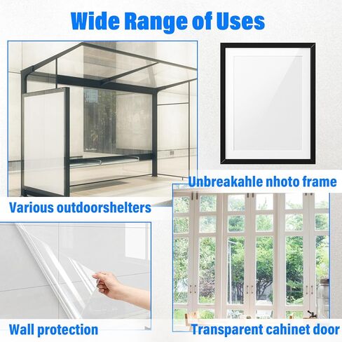 لفة زجاج شبكي شفاف مقاس 16 × 96 بوصة رقيقة 1/32 بوصة لفة زجاج شبكي صلب من PET للمشاريع الحرفية، فراغات بلاستيكية مرنة شفافة سهلة المعالجة لإطارات الصور in Kuwait