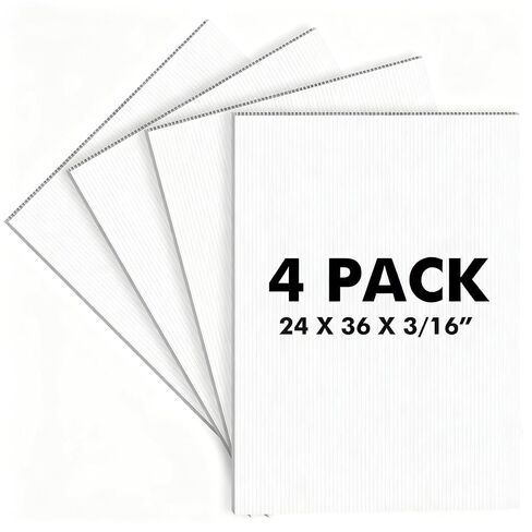 Corrugated Plastic Board 24x36 inch - 4 Pack White Plastic Poster Board, 3/16'' (5MM) Thick Blank Board, Waterproof Sheets for Indoor & Outdoor Use, Displays in Saudi Arabia