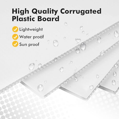 Corrugated Plastic Board 24x36 inch - 4 Pack White Plastic Poster Board, 3/16'' (5MM) Thick Blank Board, Waterproof Sheets for Indoor & Outdoor Use, Displays in Saudi Arabia