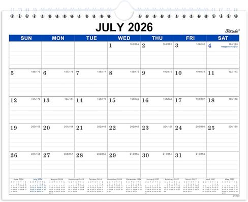 2025-2026 تقويم الحائط - تقويم الحائط 2025-2026 شهريًا من يوليو 2025 - ديسمبر 2026 ، 11 "× 8.5" ، 18 شهرًا ، مناسبة للتعليق على الحائط in Kuwait