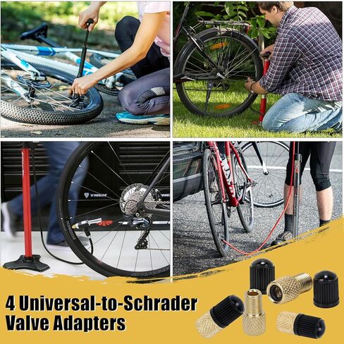 4 PCs Brass Presta Valve Adapter - Convert Presta to Schrader for Bike, e-Bike, e-Scooter - Inflate Tire with Standard Pump & Air Compressor - with 4 Valve Caps in Kuwait