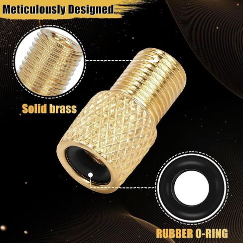 4 PCs Brass Presta Valve Adapter - Convert Presta to Schrader for Bike, e-Bike, e-Scooter - Inflate Tire with Standard Pump & Air Compressor - with 4 Valve Caps in Kuwait