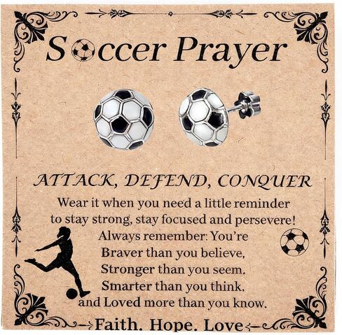 Flat Back S925 Sterling Sliver Sports Earrings, Hypoallergenic Softball/Soccer Stud Earrings for Women with Meaningful Card, Sport Accessories as Birthday Gifts Game Day Jewelry for Fans in Kuwait