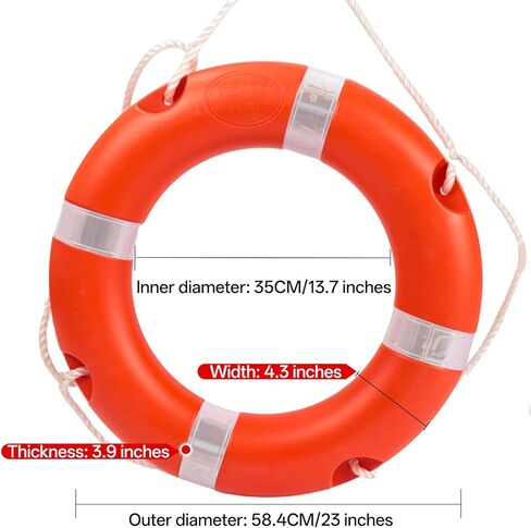 Yunphia 23“/28" Boat Safety Throw Ring Set,Coast Guard Style Life Preserver Ring Buoy with 98.4FTFloatingLifesaving Rope Included for Marine, Boating, Water Rescue,High -Visibility & Durable Design in Saudi Arabia