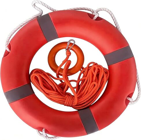 22 Inch Life Buoy Boat Safety Throw Ring Set, Outdoor Professional Throwable Flotation Device with 30 Meter Floating Lifesaving Rope, Safety Hook, Grip Ring and Reflective Tape in Saudi Arabia