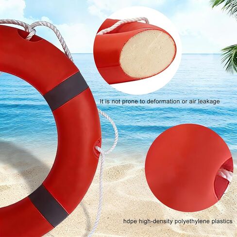 22 Inch Life Buoy Boat Safety Throw Ring Set, Outdoor Professional Throwable Flotation Device with 30 Meter Floating Lifesaving Rope, Safety Hook, Grip Ring and Reflective Tape in Saudi Arabia