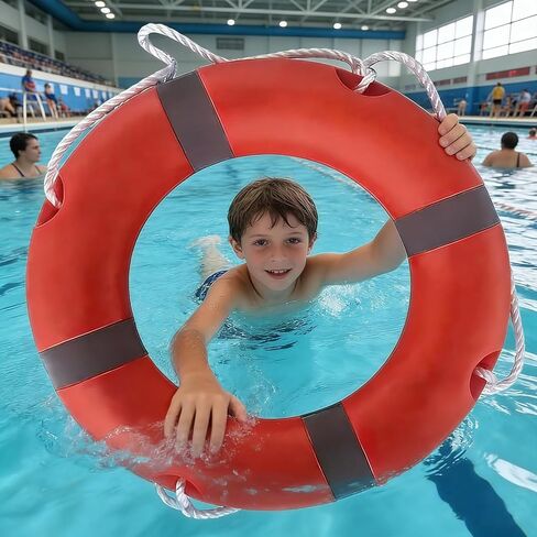 22 Inch Life Buoy Boat Safety Throw Ring Set, Outdoor Professional Throwable Flotation Device with 30 Meter Floating Lifesaving Rope, Safety Hook, Grip Ring and Reflective Tape in Saudi Arabia