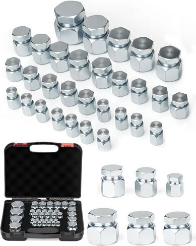 JIC طقم التوصيل والغطاء، 72 قطعة 37 درجة غطاء خيط متوهج ومجموعة متنوعة من المكونات، أنبوب خرطوم هيدروليكي وتجهيزات الأنابيب مجموعة حماية نهاية لإصلاح المعدات الصناعية، الحجم 4 6 8 10 12 16 in Kuwait