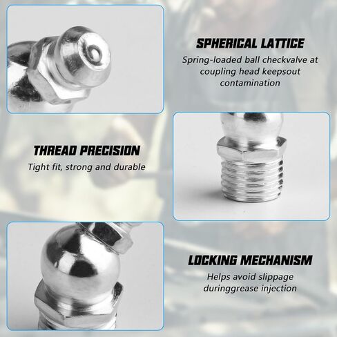 70 Pcs Metric Grease Fittings Assortment, M6 M8 M10 Metric Hydraulic Zerk Grease Fitting Assortment Kit, 90 Degree, 45 Degree, and Straight Angle Zerk Fittings for Automotive, Tractors, Mechanical in Saudi Arabia