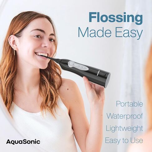 AquaSonic Aqua Flosser - Cordless Rechargeable Water Flosser for Teeth - Waterproof, Portable Oral Irrigator for Dental Cleaning with 5 Jet Tips – Braces Home Travel in Saudi Arabia