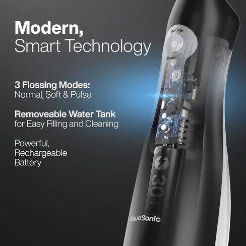 AquaSonic Aqua Flosser - Cordless Rechargeable Water Flosser for Teeth - Waterproof, Portable Oral Irrigator for Dental Cleaning with 5 Jet Tips – Braces Home Travel in Saudi Arabia