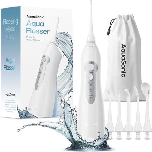 AquaSonic Aqua Flosser - Cordless Rechargeable Water Flosser for Teeth - Waterproof, Portable Oral Irrigator for Dental Cleaning with 5 Jet Tips – Braces Home Travel in Kuwait
