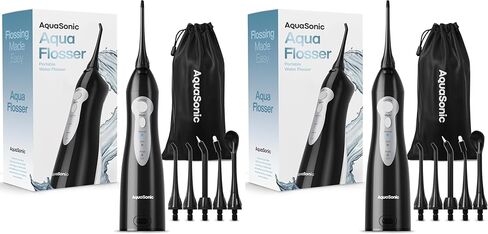 AquaSonic Aqua Flosser - Cordless Rechargeable Water Flosser for Teeth - Waterproof, Portable Oral Irrigator for Dental Cleaning with 5 Jet Tips – Braces Home Travel in Saudi Arabia