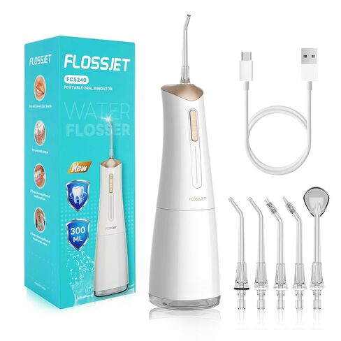 Water Dental Flosser Cordless Oral Irrigator with 300ml 5 Tips 4 Modes USBCharger Portable Travle Irrigation Cleaner IPX7 Electric Irrigador Dental for Teeth Cleaning (Black) in Saudi Arabia