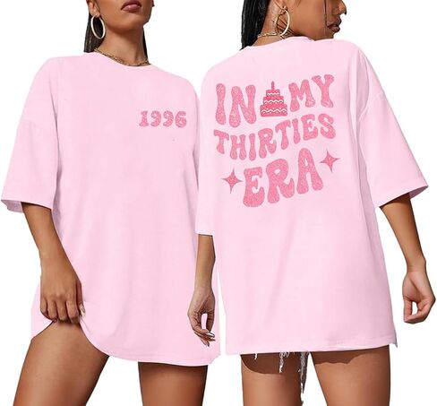 30th Birthday Gifts for Women Oversized in My Thirties Era 1995 Shirts 30's Birthday Gifts Graphic Tee Tops in Kuwait