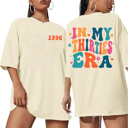 30th Birthday Gifts for Women Oversized in My Thirties Era 1995 Shirts 30's Birthday Gifts Graphic Tee Tops in Kuwait