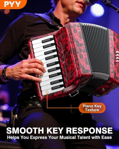 PYY 22-Key Piano Accordion - 22 key 8 Bass Accordeon Musical Instrument, Easy Learning, Premium Maple Wood, Backpack for Beginners Students Adults & Acordeones para Adultos w/Straps in Saudi Arabia