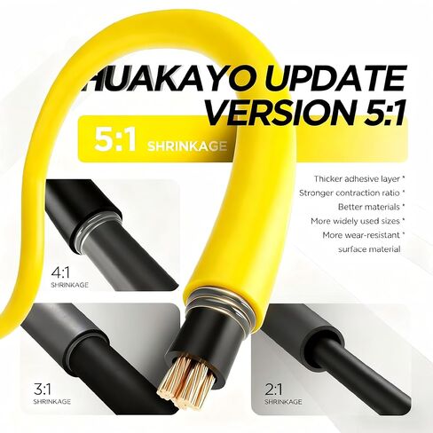 5:1 Heat Shrink Tubing Kit 600 PCS, Industry-Leading 5:1 Ratio Adhesive Lined, Marine Grade Dual Wall, Waterproof Electrical Wire Sleeving Tube, Tube Wrap Assortment Kit for DIY, 8 Sizes 6 Colors in Kuwait