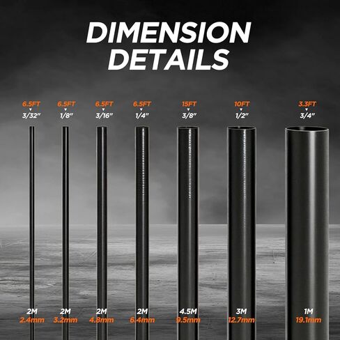 5:1 Heat Shrink Tubing Roll Kit, 5:1 Adhesive Lined, 7 Diameters, Total 54 Ft Marine Grade Dual Wall, Waterproof Electrical Wire Shrink Wrap Tubing – for Industrial & Automotive (Black) in Kuwait