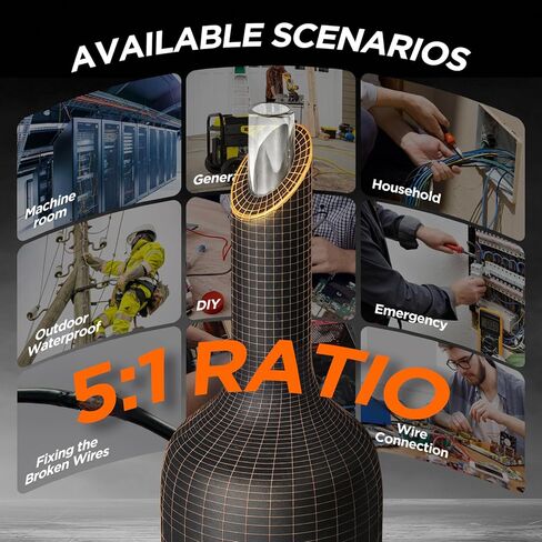 5:1 Heat Shrink Tubing Roll Kit, 5:1 Adhesive Lined, 7 Diameters, Total 54 Ft Marine Grade Dual Wall, Waterproof Electrical Wire Shrink Wrap Tubing – for Industrial & Automotive (Black) in Kuwait