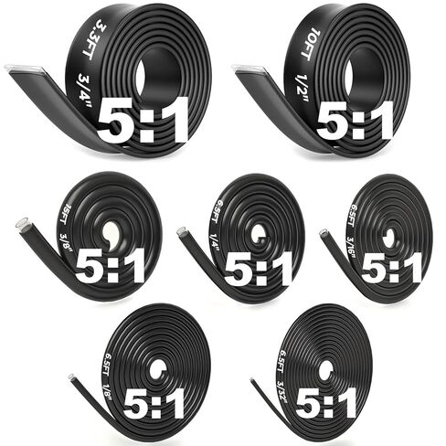 5:1 Heat Shrink Tubing Roll Kit, 5:1 Adhesive Lined, 7 Diameters, Total 54 Ft Marine Grade Dual Wall, Waterproof Electrical Wire Shrink Wrap Tubing – for Industrial & Automotive (Black) in Saudi Arabia