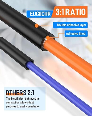 210 PCS Heat Shrink Tubing Kit - 3:1 Adhesive Lined, Marine Grade Waterproof, 6 Colors 6 Sizes for Industrial, Automotive, Wire and Cable Repair in Kuwait