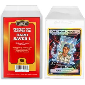 Card Saver 1 Sleeve - 50 Count Resealable Perfect Fit Sleeves for Card Saver 1 semi-ridged Holder - Acid-Free Archival Safe - Glass-Like Clarity - Protect from Scratches/Dirt in Kuwait