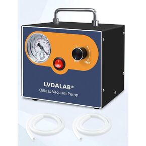 Adjustable Lab Vacuum Pump, LVDALAB 15L/Min Oil-Free Diaphragm Vacuum Pump, Oilless Filtration Vacuum Pumps with 2 Silicone Hoses, Low Noise, Portable Design,110V-220V in Kuwait