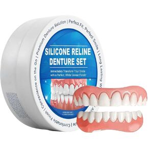 طقم أسنان ريلاين من السيليكون، أطقم أسنان علوية وسفلية، ملاءمة مثالية، لمسة نهائية من القشرة البيضاء، حل أسنان ممتاز in Kuwait