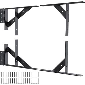 مجموعة بوابة دعامة زاوية البوابة لمفصلات بوابة السياج الخشبي، طقم إطار لا يتدلى لأبواب السقيفة، وبوابات الممر، والبوابات المرجانية، والنوافذ الخشبية (أسود) in Kuwait